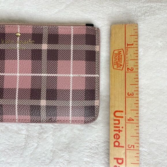 Kate Spade Wristlet Fairmount Square Slim Bee Clutch Plaid Pink No Strap - Picture 12 of 16